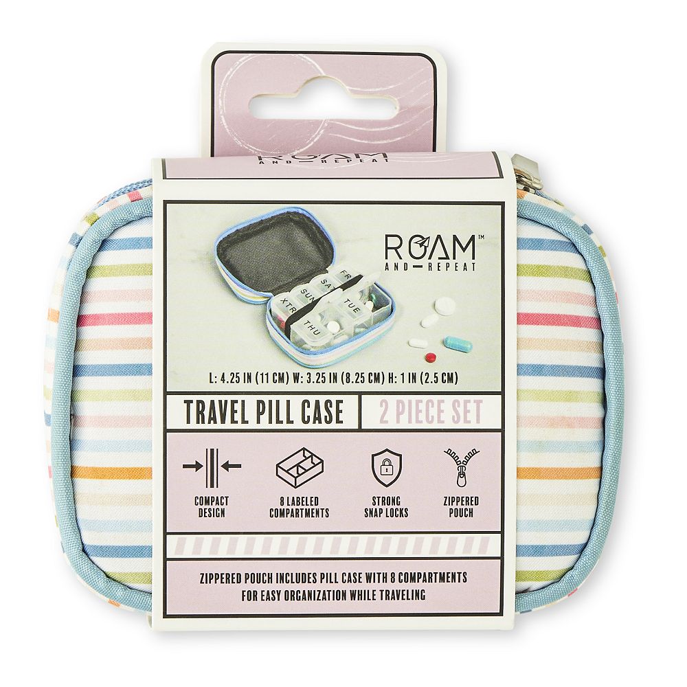 Roam and Repeat Travel Pill Case 2-pc. Set with 8 Labeled Compartments