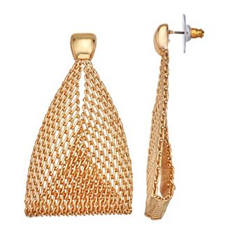 Nine West Gold Tone Mesh Drop Earrings