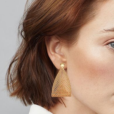 Nine West Gold Tone Mesh Drop Earrings