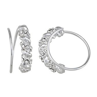 Nine West Silver Tone Corkscrew Huggie Wire Earrings