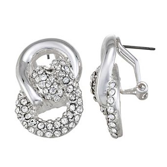 Nine West Silver Tone Twisted Button Post Earrings