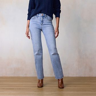 Women's LC Lauren Conrad Super High Rise True Straight Raw Hem Jeans
