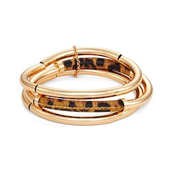 Nine West Gold Tone Leopard Stretch Bracelet