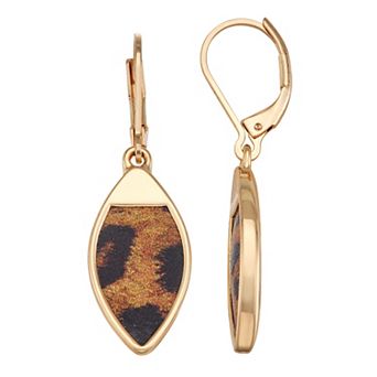 Nine West Gold-Tone Leopard Drop Earrings