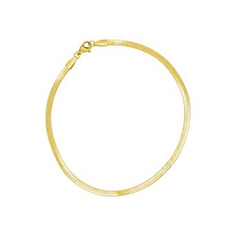 Adornia 14k Gold Plated Thin Herringbone Chain Anklet