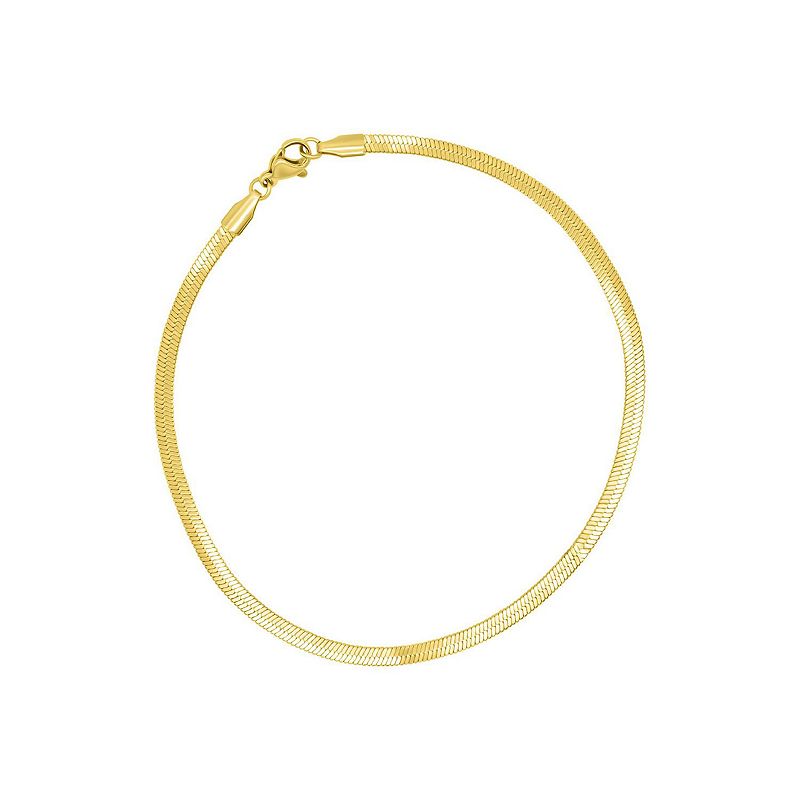 Adornia 14k Gold Plated Thin Herringbone Chain Anklet, Women's,