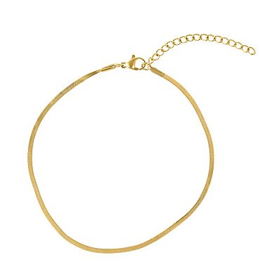 Adornia 14k Gold Plated Herringbone Valentina & Mariner Chain 2-pc. Anklet Set