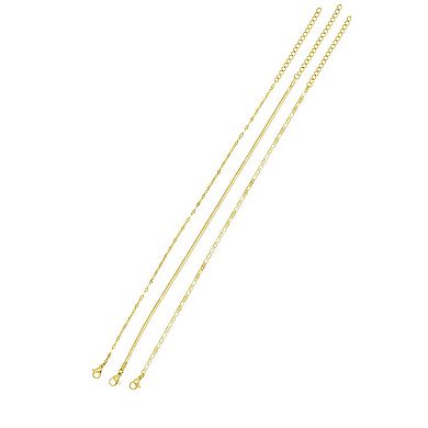 Adornia 14k Gold Plated Herringbone Valentina & Mariner Chain 2-pc. Anklet Set