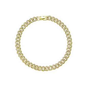 Adornia 14k Gold Plated 8mm Crystal Curb Chain Anklet