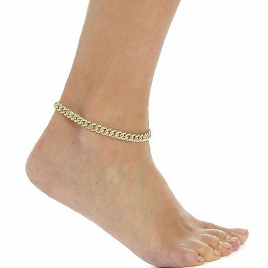 Adornia 14k Gold Plated 8mm Crystal Curb Chain Anklet