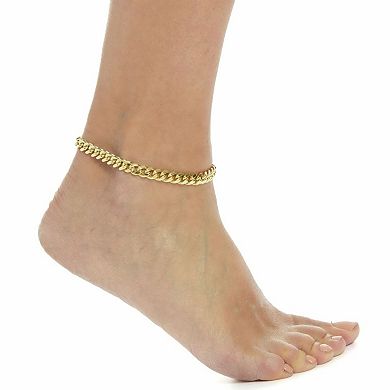 Adornia 14k Gold Plated 8mm Chunky Curb Chain Anklet