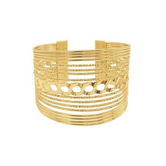 Adornia 14k Gold Plated Multi Strand Cuff Bracelet
