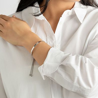 Adornia Stainless Steel Curved Bar Slider Bracelet