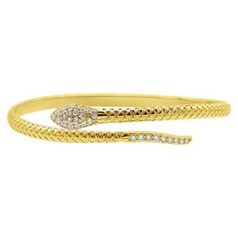 Adornia 14k Gold Plated Adjustable Cubic Zirconia Snake Cuff