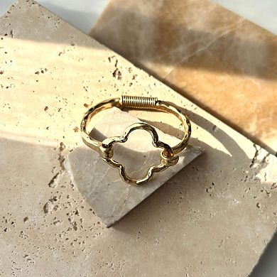 Adornia Gold Tone Hammered Clover Open Clover Cuff