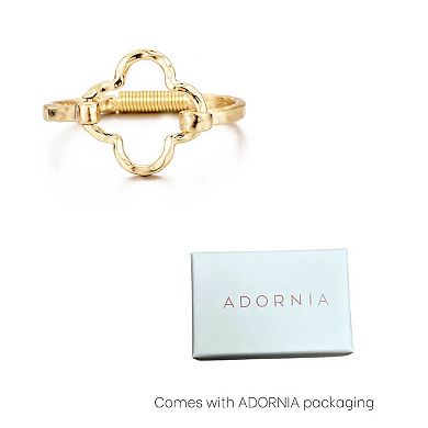 Adornia Gold Tone Hammered Clover Open Clover Cuff