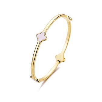 Adornia 14k Gold Plated Mother-Of-Pearl Clover Bangle