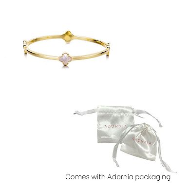 Adornia 14k Gold Plated Mother-Of-Pearl Clover Bangle