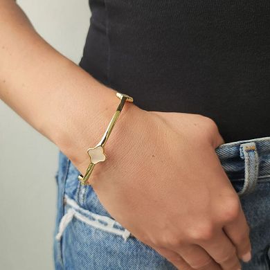 Adornia 14k Gold Plated Mother-Of-Pearl Clover Bangle