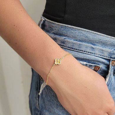 Adornia 14k Gold Plated Button Clover Cubic Zirconia Halo Bracelet