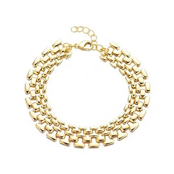 Adornia 14k Gold Plated Grid Chain Bracelet