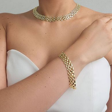 Adornia 14k Gold Plated Grid Chain Bracelet