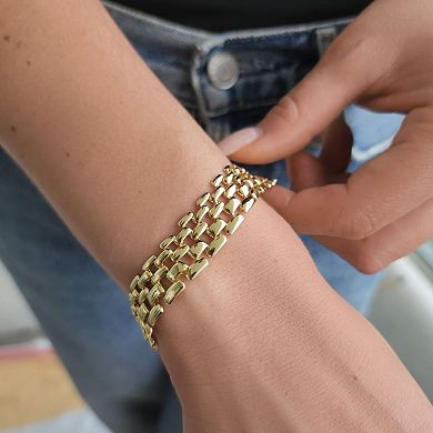 Adornia 14k Gold Plated Grid Chain Bracelet