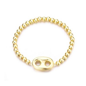 Adornia 14k Gold Plated Mariner Link Stretch Bead Bracelet