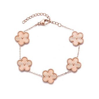 Adornia 14k Rose Gold Plated 5-Leaf Clover Station Bracelet