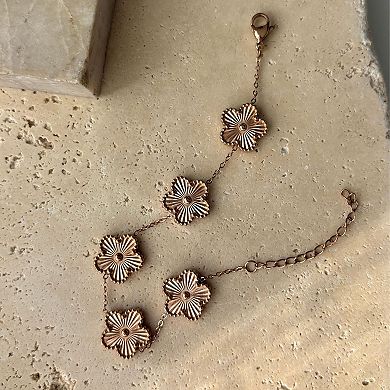 Adornia 14k Rose Gold Plated 5-Leaf Clover Station Bracelet