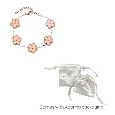 Adornia 14k Rose Gold Plated 5-Leaf Clover Station Bracelet