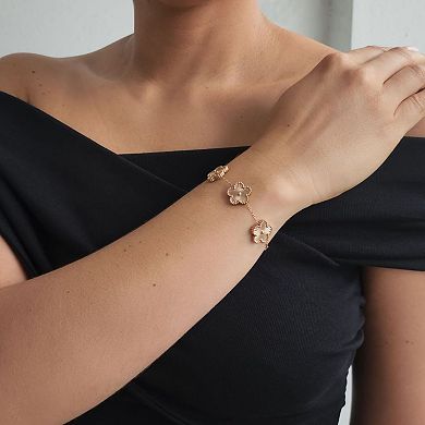 Adornia 14k Rose Gold Plated 5-Leaf Clover Station Bracelet