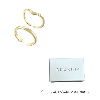 Adornia 14k Gold Plated Adjustable Chevron & Double Line 2-pc. Toe Ring Set