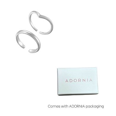 Adornia Silver Tone Adjustable Chevron & Double Line 2-pc. Toe Ring Set