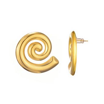 Adornia Tarnish Resistant 18k Gold Plated Swirl Statement Stud Earrings