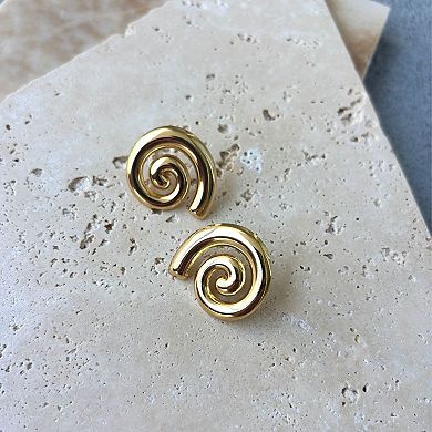 Adornia Tarnish Resistant 18k Gold Plated Swirl Statement Stud Earrings
