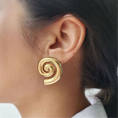 Adornia Tarnish Resistant 18k Gold Plated Swirl Statement Stud Earrings