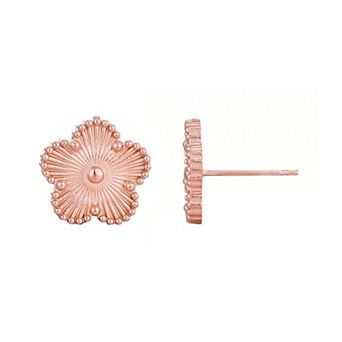 Adornia 14k Rose Gold Plated 5-Leaf Clover Stud Earrings