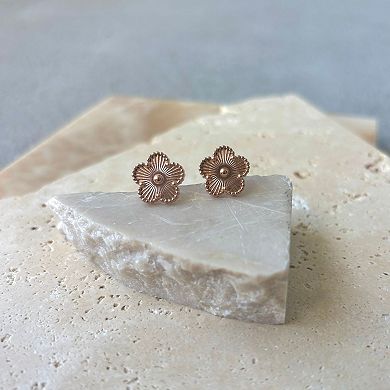 Adornia 14k Rose Gold Plated 5-Leaf Clover Stud Earrings