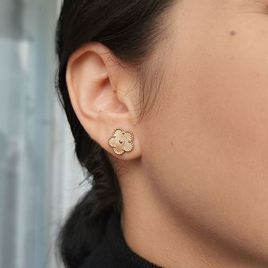 Adornia 14k Rose Gold Plated 5-Leaf Clover Stud Earrings