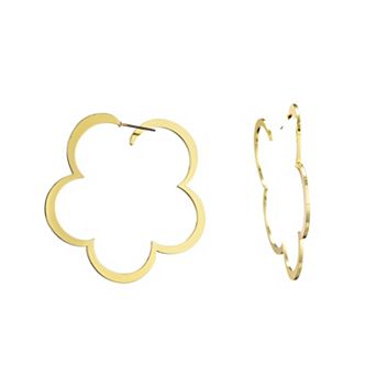 Adornia Gold Tone Clover Hoop Earrings