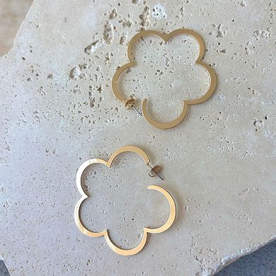 Adornia Gold Tone Clover Hoop Earrings