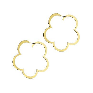 Adornia Gold Tone Clover Hoop Earrings