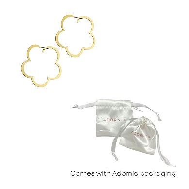 Adornia Gold Tone Clover Hoop Earrings