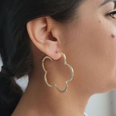Adornia Gold Tone Clover Hoop Earrings