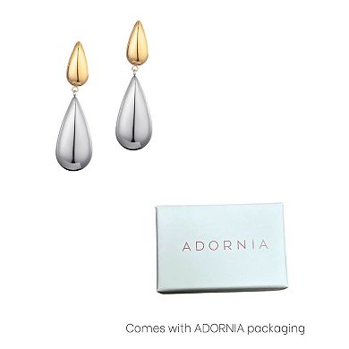Adornia 14k Gold Plated & Stainless Steel Mixed Metal Teardrop Drop Earrings