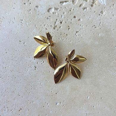Adornia Gold Tone Statement Flower Stud Earrings