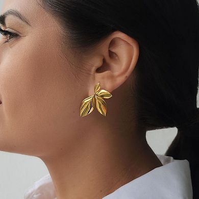 Adornia Gold Tone Statement Flower Stud Earrings