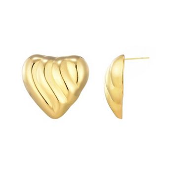 Adornia 14k Gold Plated Heart Statement Stud Earrings