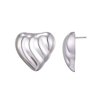 Adornia Stainless Steel Heart Statement Stud Earrings